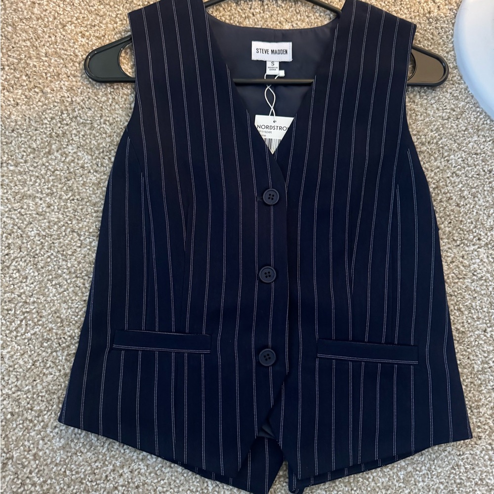 Steve Madden Dark Blue Pinstripe Vests ( selling EACH for 20$)